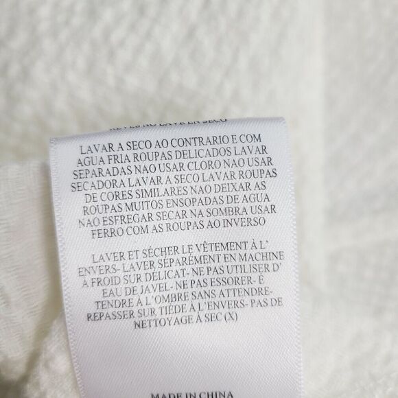 Le Rumi Bow Dress S White Seersucker Off Shoulder Tie Sleeve Smocked A-Line Mini - Picture 9 of 10